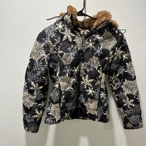 Vintage Eddie Bauer Black and White Quilted Puffer Down Y2K Women’s XS petite